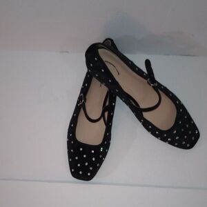 🆕🥿LOFT Velvet Bling Mary Jane Ballerina Flats - Black, Sz 8-1/2